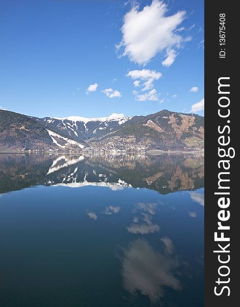 Reflections on a mountain lake