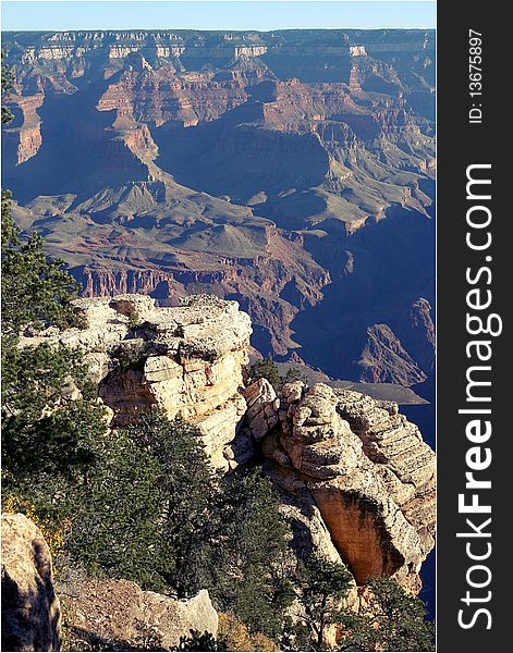 View of the Grand Canyon panorama. View of the Grand Canyon panorama