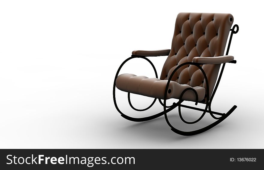 A brown rocking chair isolated on white