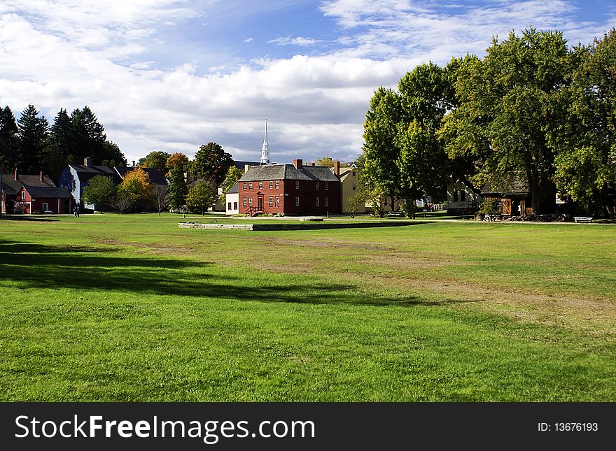 The common green center at Strawberry Banke. The common green center at Strawberry Banke