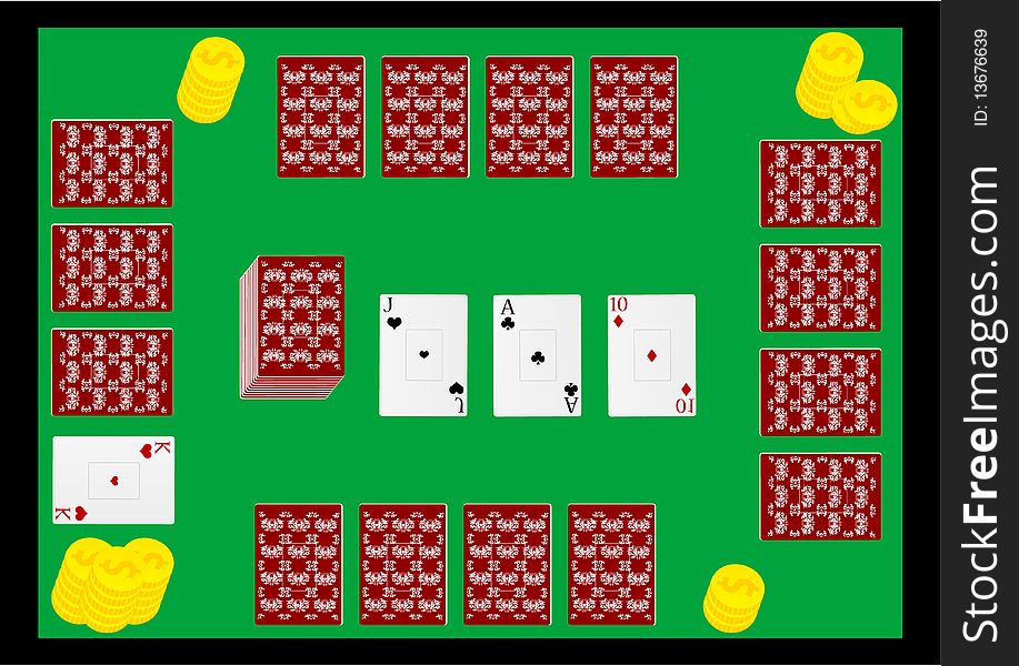 Illustration of playing cards and gambling