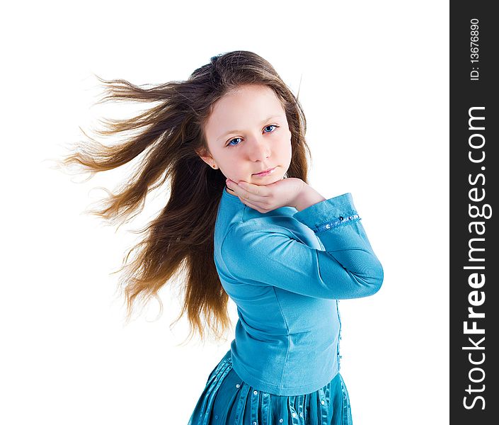 Beautiful little girl. Isolated on a white background. Beautiful little girl. Isolated on a white background