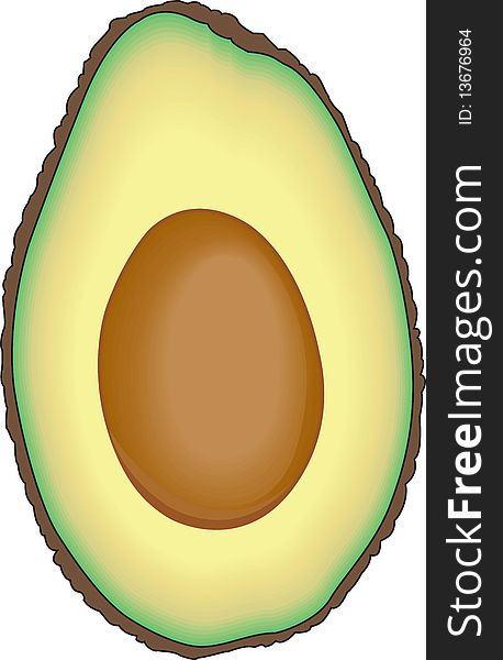 This is a  illustration of a slice of a ripe, fresh Avocado.