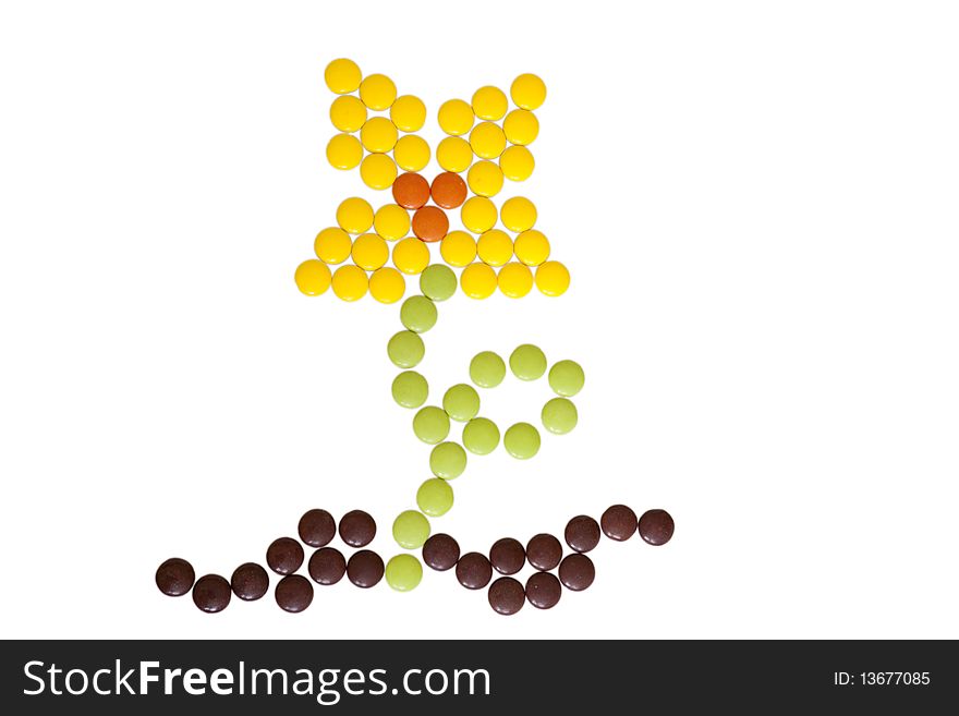 Candy coated chocolate on white background. Candy coated chocolate on white background