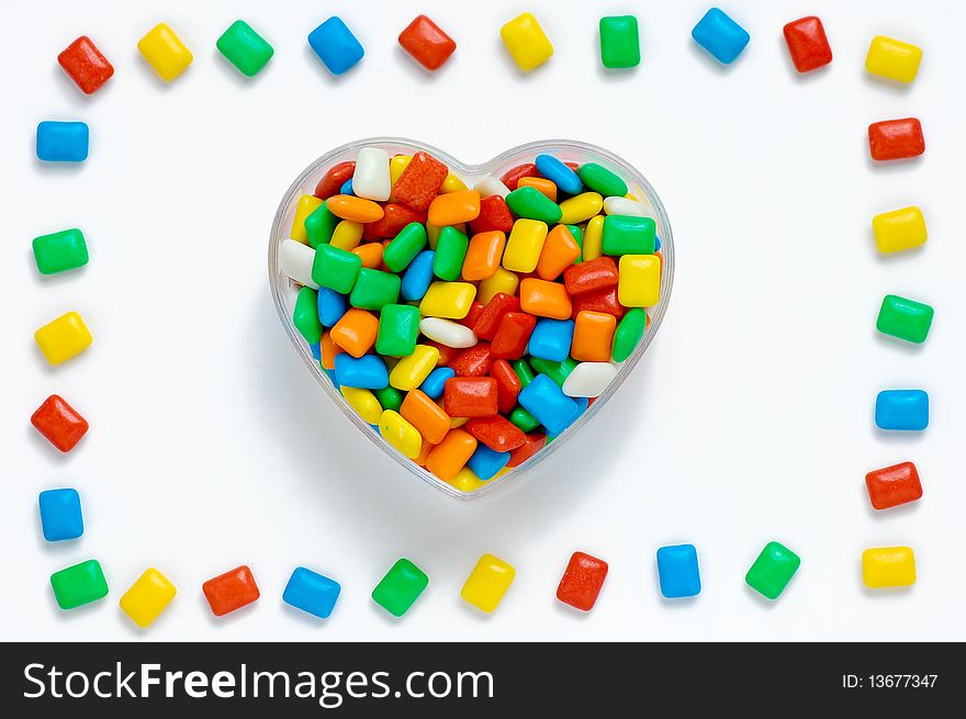 Colorful heart with frame on white background