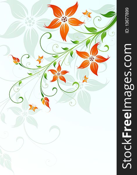 Abstract Background with flowers and butterfly for your design. Abstract Background with flowers and butterfly for your design