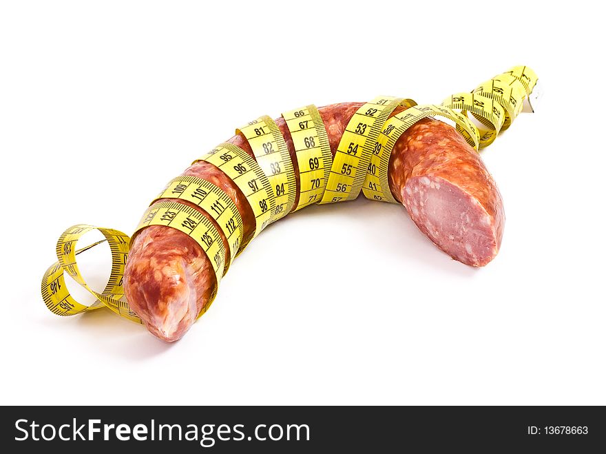 Sausage with a measuring tape