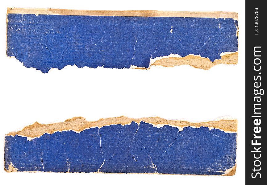 Blue cardboard book sheet torn