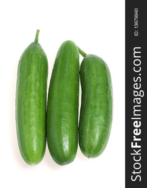 Green cucumbers isolated on a white background