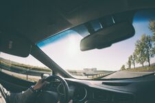 View From The Passenger Seat Of The Car Royalty Free Stock Photo