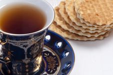 Close-up Of Teacup And Cookies Stock Images Close-up Of Teacup And Cookies Stock Images