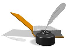 Open Book With Inkwell And Pen Stock Photos Open Book With Inkwell And Pen Stock Photos