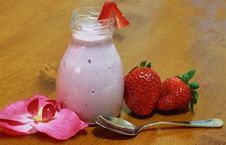 Yogurt With Strawberries Stock Images