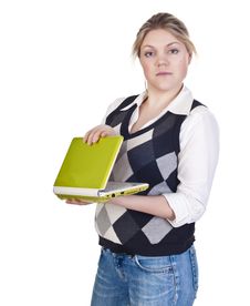 Attractive Blond Woman With Laptop Stock Photo Attractive Blond Woman With Laptop Stock Photo