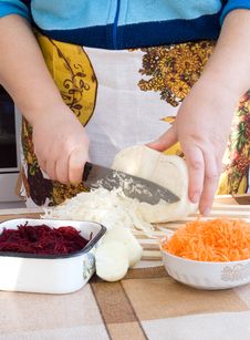 Hands Cutting Vegetables Stock Photo