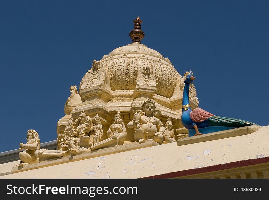 Colorful sculpture at a traditional hindu temple