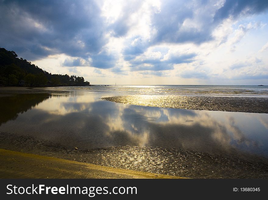 Clouds reflected on the sea