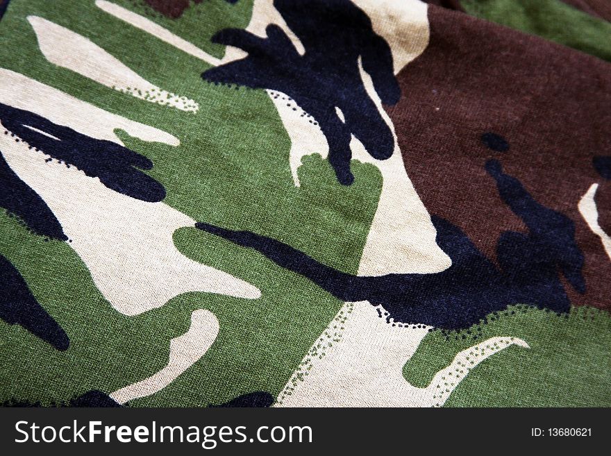 Real textile camouflage pattern from an army shirt