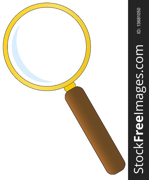 Icon of the magnifying glass isolated on the white background