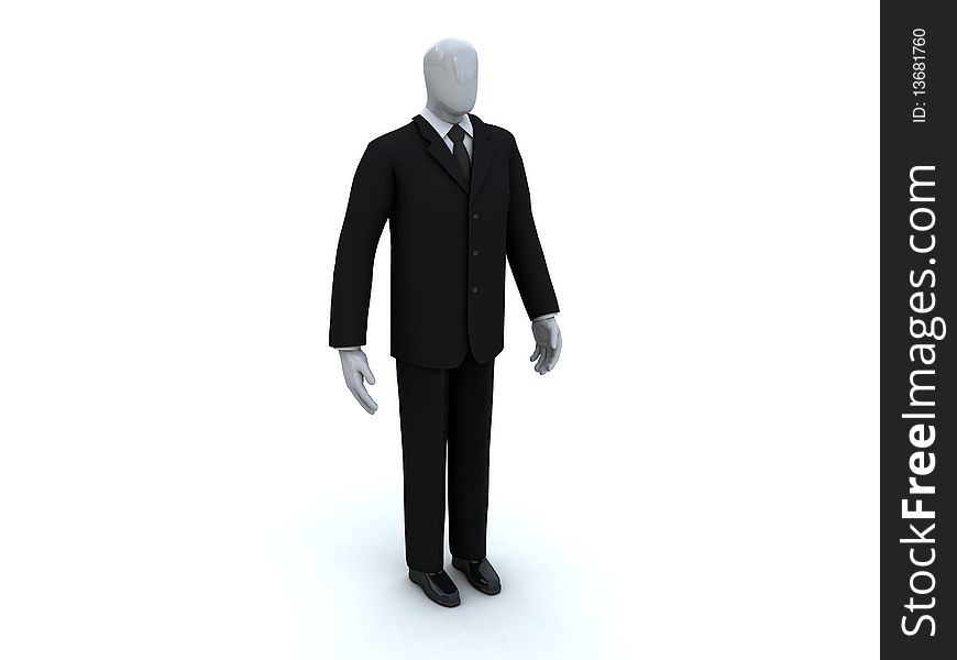 Businessman Character Staying On White Background