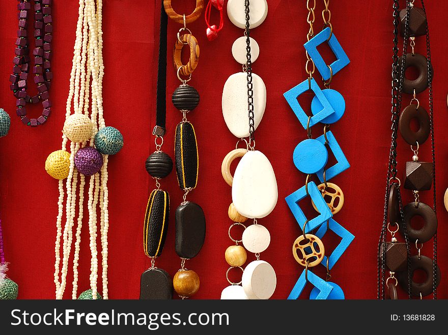 Many necklaces in different forms and colors