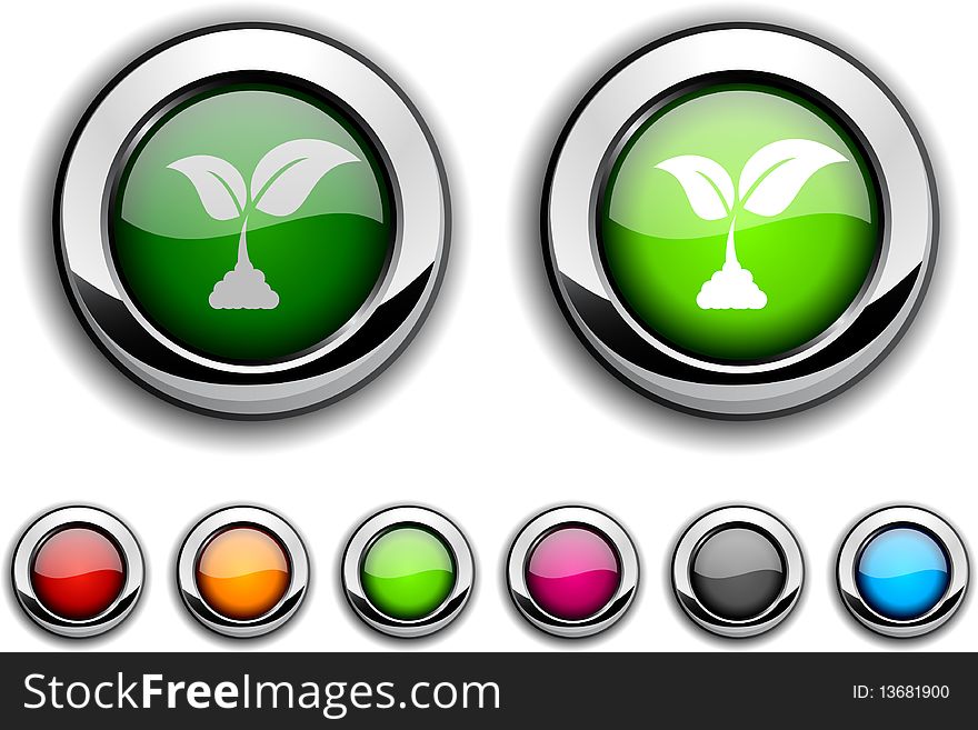 Ecology realistic buttons. Set of illustration. Ecology realistic buttons. Set of illustration.