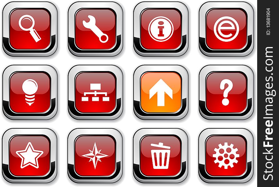 Web glossy icons. Set of buttons. Web glossy icons. Set of buttons.