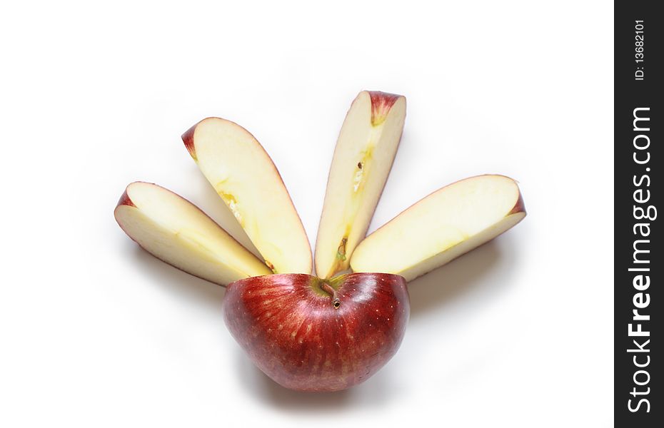 Red sliced apple isolated on white background with clipping path