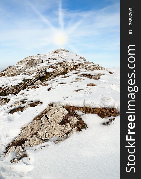 Mountain snow and blue sky. Mountain snow and blue sky