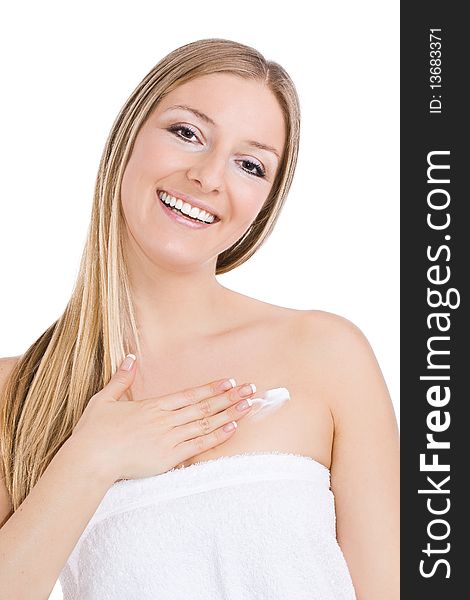 Woman Creaming Chest