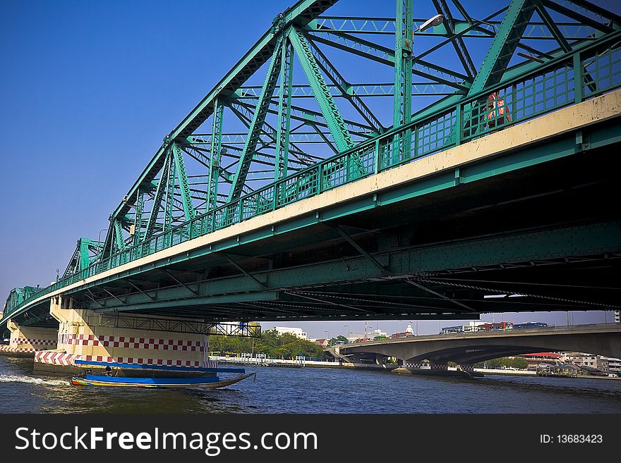 Iron bridge across the river