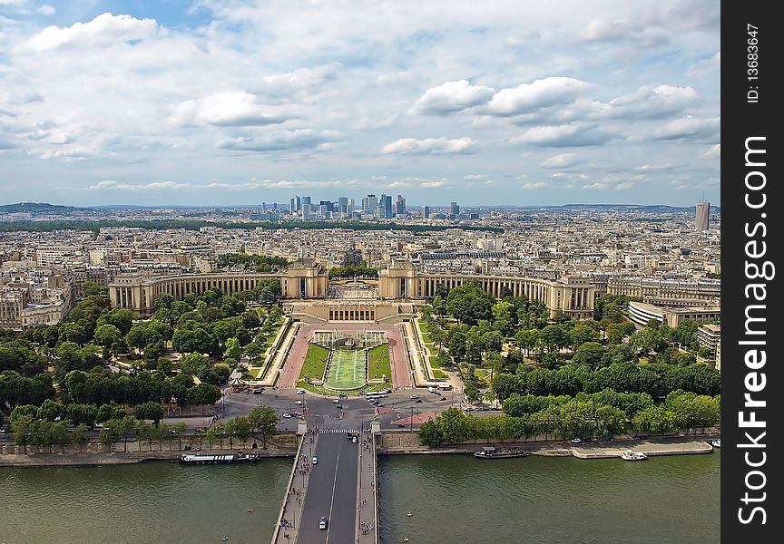 Aerial view of Paris with the Eiffel tower. Aerial view of Paris with the Eiffel tower