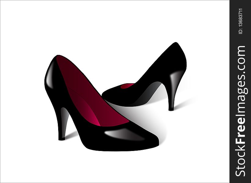 Black woman's shoes isolated on white background. Black woman's shoes isolated on white background