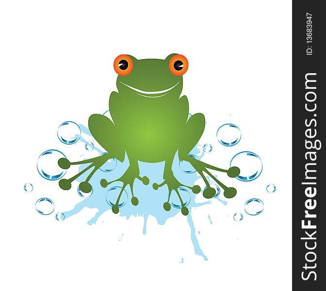 Bubbles frog for design, illustration background