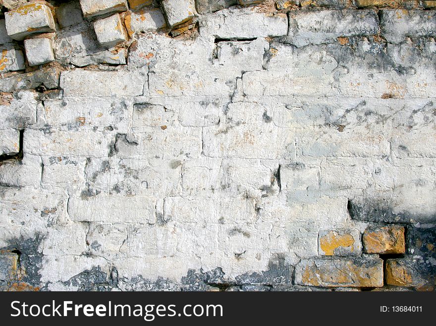 Brick wall of white chalk