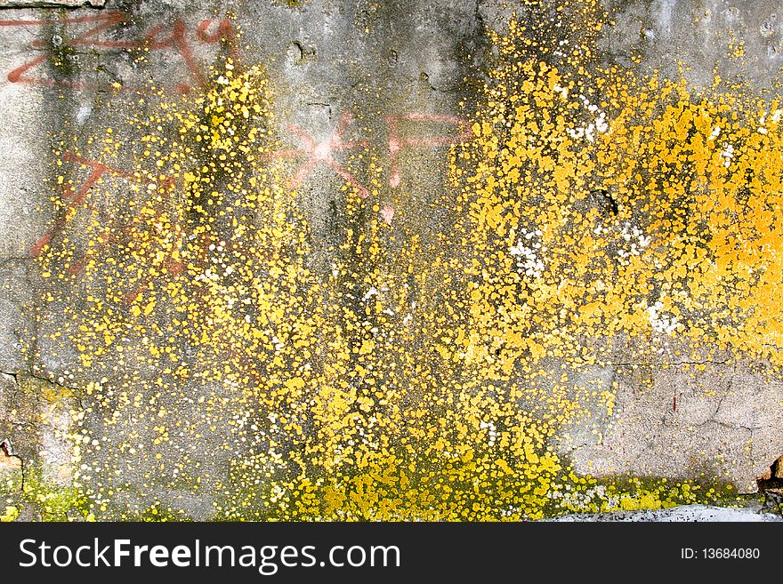 Grunge texture / background on a cracked stone wall with splashes of paint. Grunge texture / background on a cracked stone wall with splashes of paint.