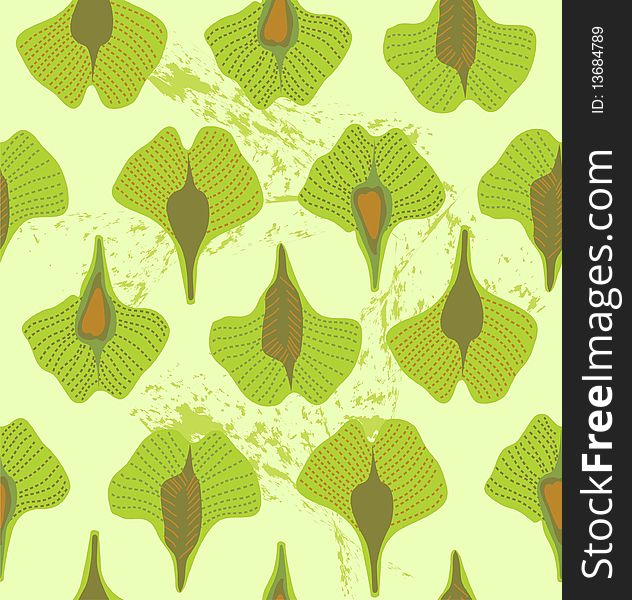 Repeated pattern with green leaves. Repeated pattern with green leaves