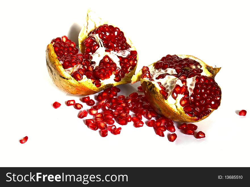 The pomegranates  isolated on a white background