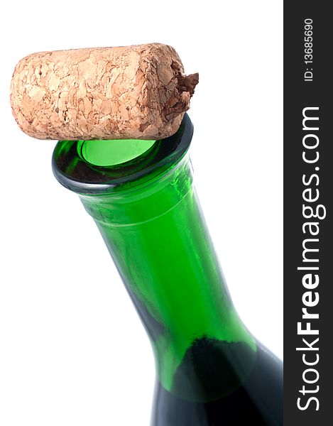 Wine bottle with cork isolated on white