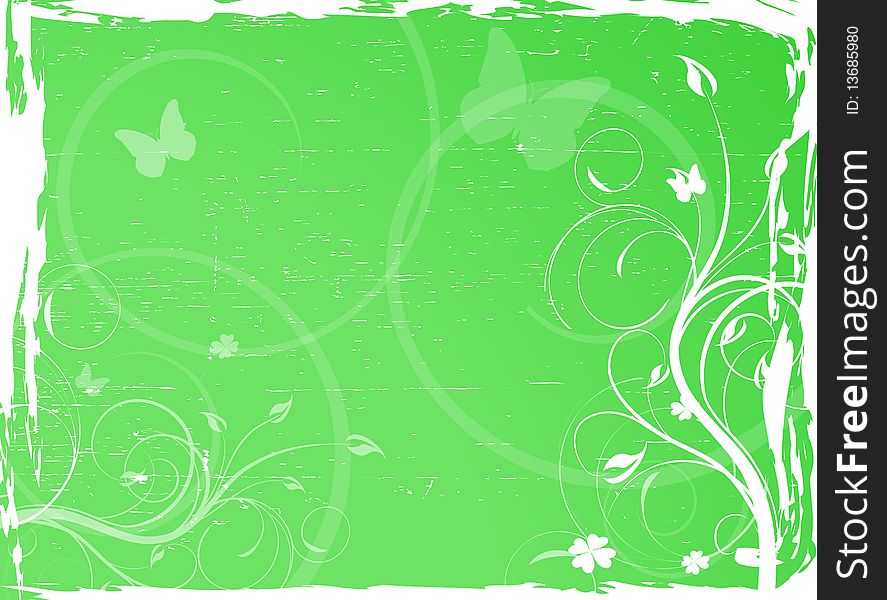 Green grunge floral spring background. Green grunge floral spring background
