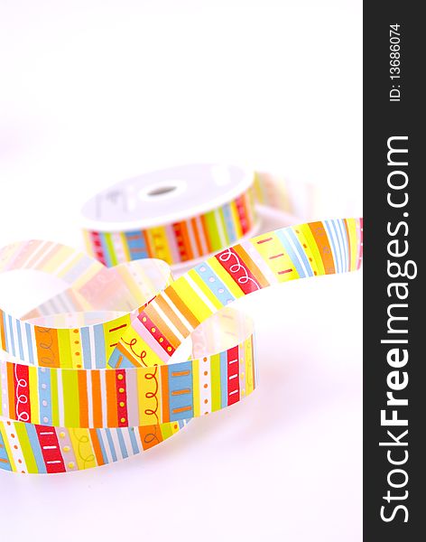 Colored ribbon on white background. Colored ribbon on white background