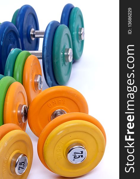 Color dumbbells in the gym