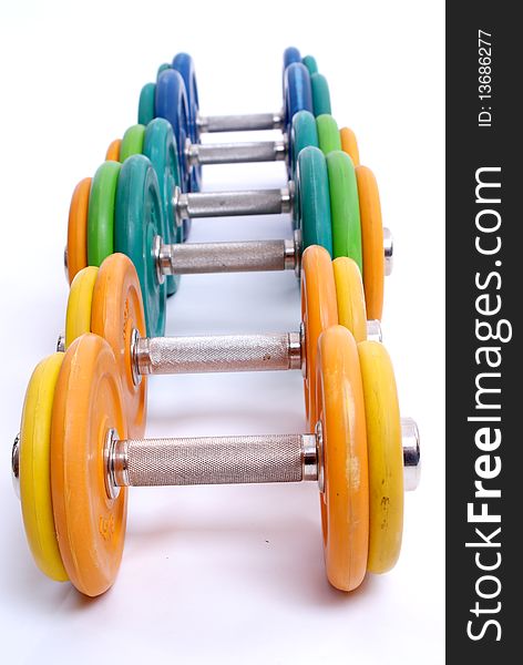 Color dumbbells in the gym
