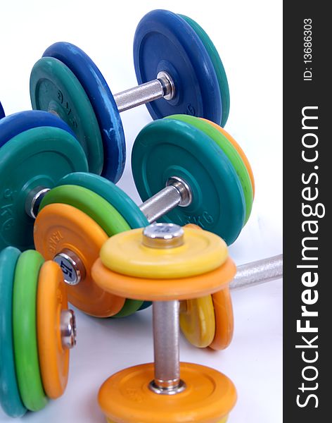 Color dumbbells in the gym