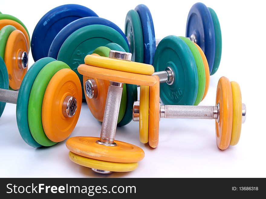 Color dumbbells in the gym