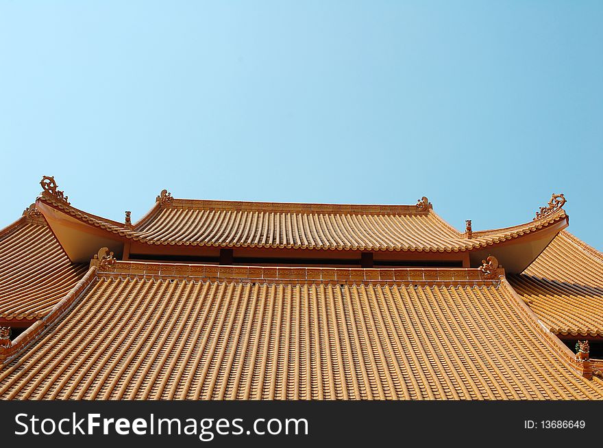 Close up of chinese temple roof