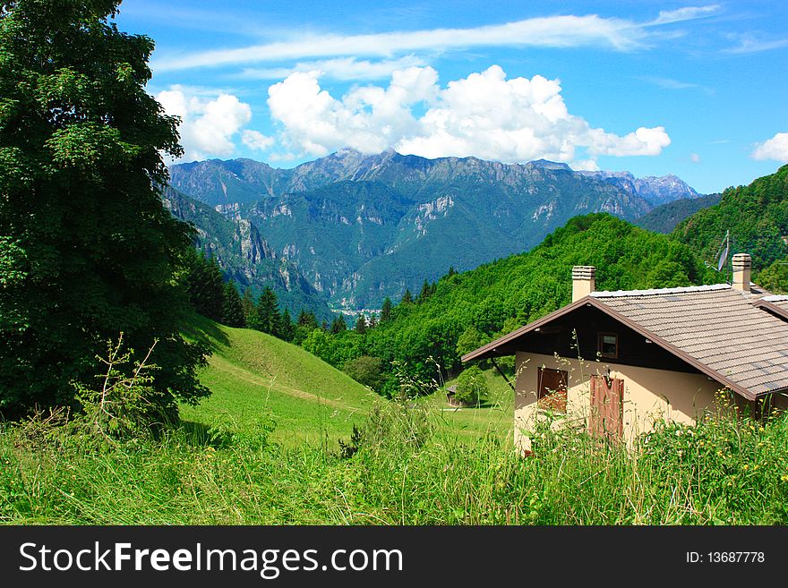 Backdrop of a colorful mountain landscape. Backdrop of a colorful mountain landscape