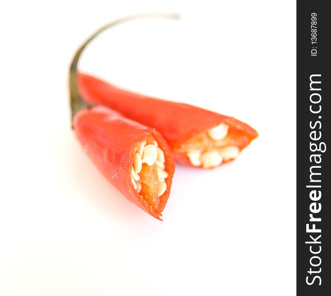 Close up of Thai chili pepper on white background