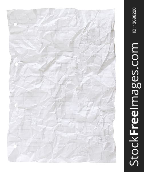 Old crumpled paper on a white background