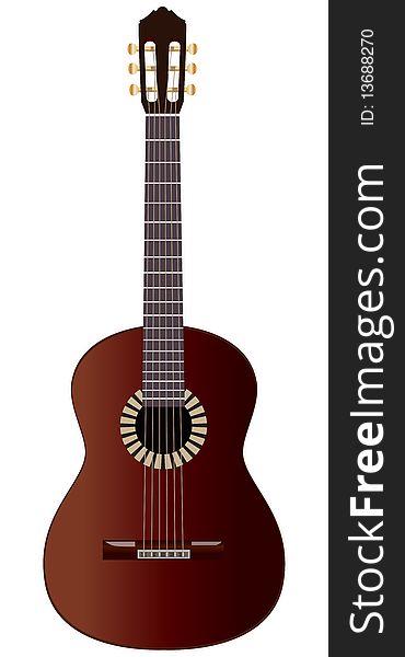 Beautiful wooden guitar on a white background